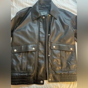 Levi’s Black Leather Bomber Jacket
